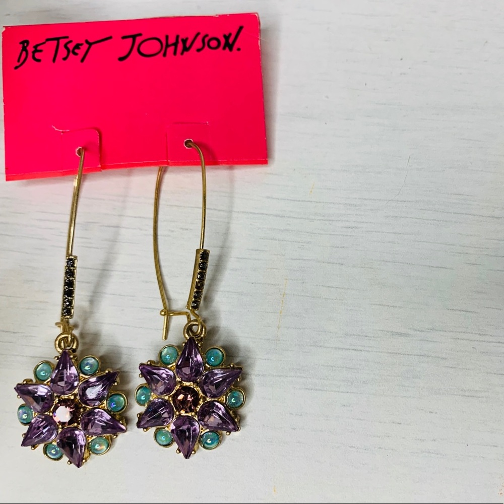 NWT Betsey Johnson Lilac/Gold Earrings